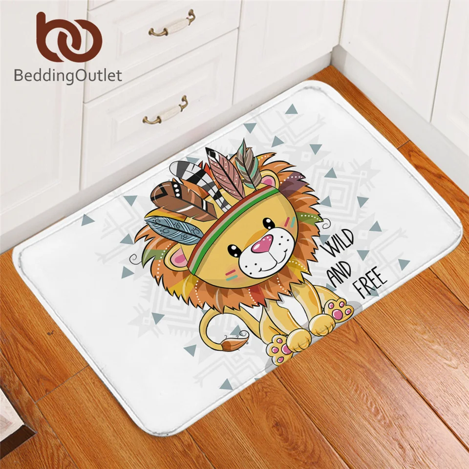 BeddingOutlet-سجادة باب على شكل حيوانات كرتونية للأطفال ، سجادة لطيفة على شكل أسد أو بومة أو كلب ، سجادة ملونة غير قابلة للانزلاق ، بالجملة 40 × 60 سم