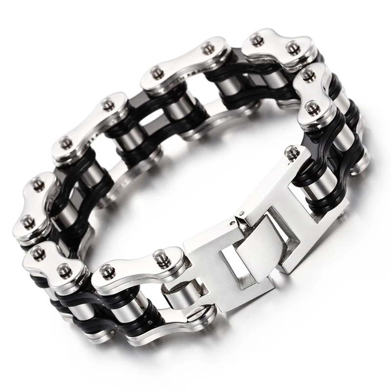 Тяжелый 107 г Вес титановая сталь черный Байкерский велосипедный браслет-цепочка