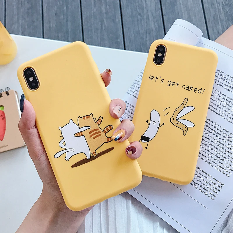 Милый чехол с мультяшным котом для iPhone 11 Pro Max XS XR X 7 6 6S 8 Plus SE 2020 SE2 Funny Banana мягкая