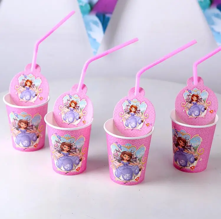 cup 10 PCS София Дети День рождения украшения Принцесса с принцессой Софией вечерние поставки День рождения ребенка - Цвет: cup 10 PCS