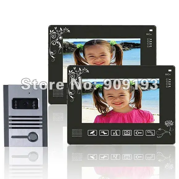 Free shipping 9&quot color TFT LCD wired video door phone 1 to 2 support 4CH in 1CH out night vision unlcoking|lcd display phone|lcd cpuphone prada |