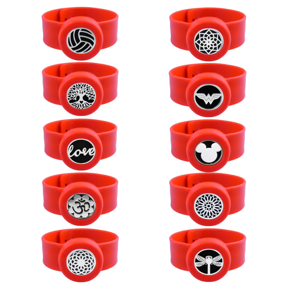 Красный браслет с диффузором эфирного масла регулируемые силиконовые браслеты