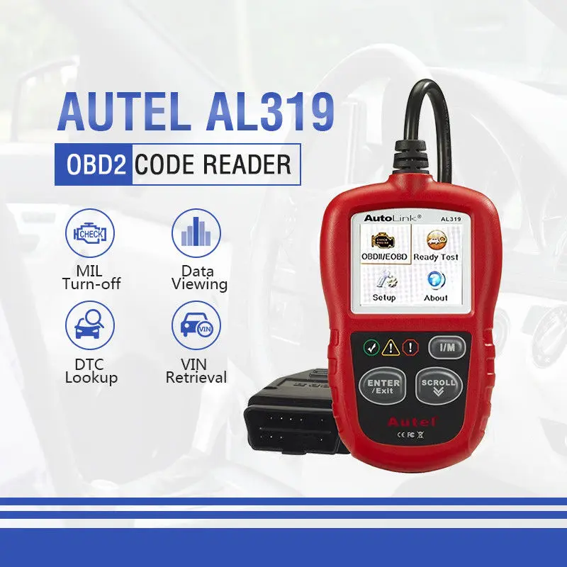 Autel Автоссылка AL319 Авто диагностический инструмент OBD2 считыватель кода autel al319