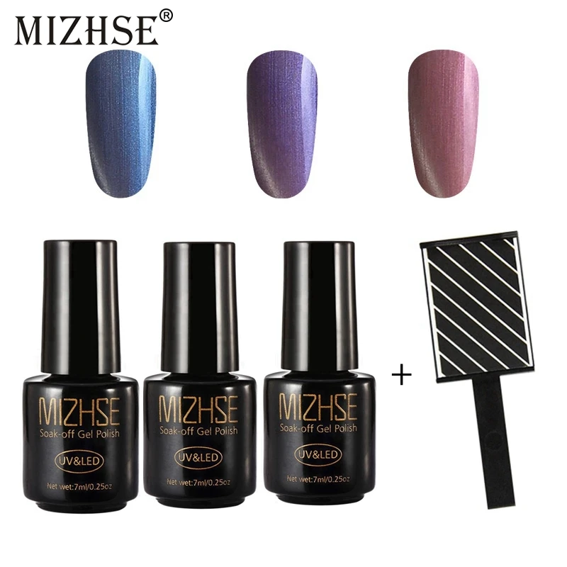 Магнитный УФ гель MIZHSE для ногтей 3 шт./лот 3D хамелеон кошачий глаз светодиодный