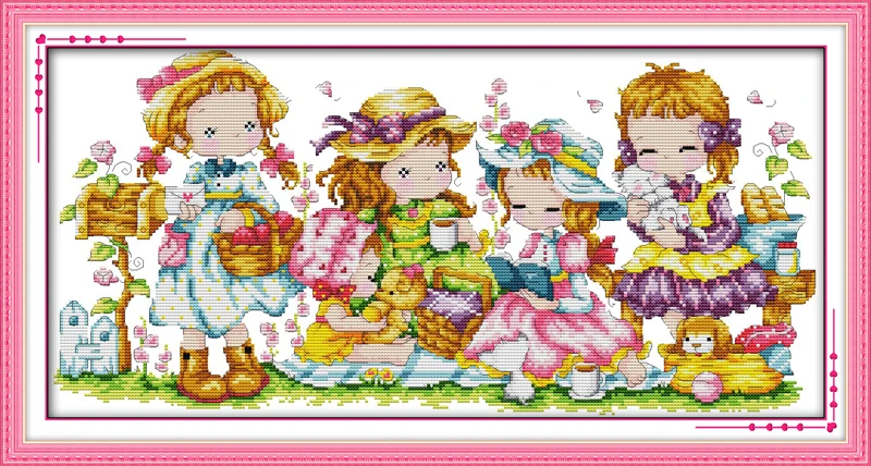 Joy Sunday Happy Girl Набор для вышивки крестом вышивка Декор дома|joy sunday|joy sunday cross stitchcross