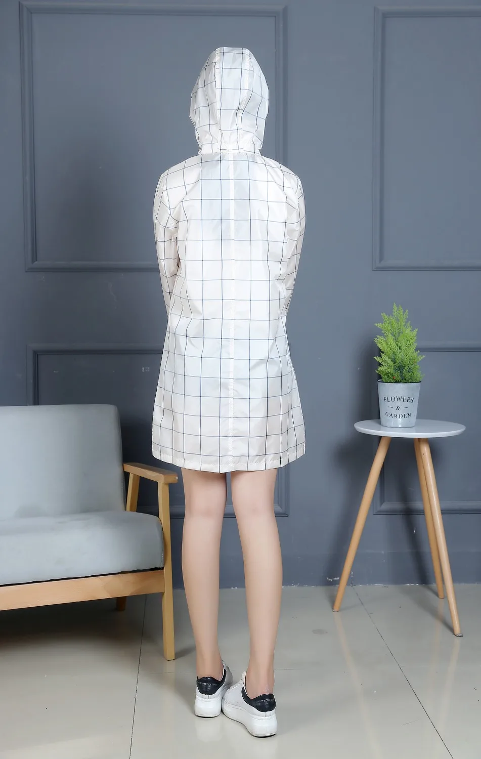 Длинный дождевик для женщин водонепроницаемый белый куртки-пончо ветровка и