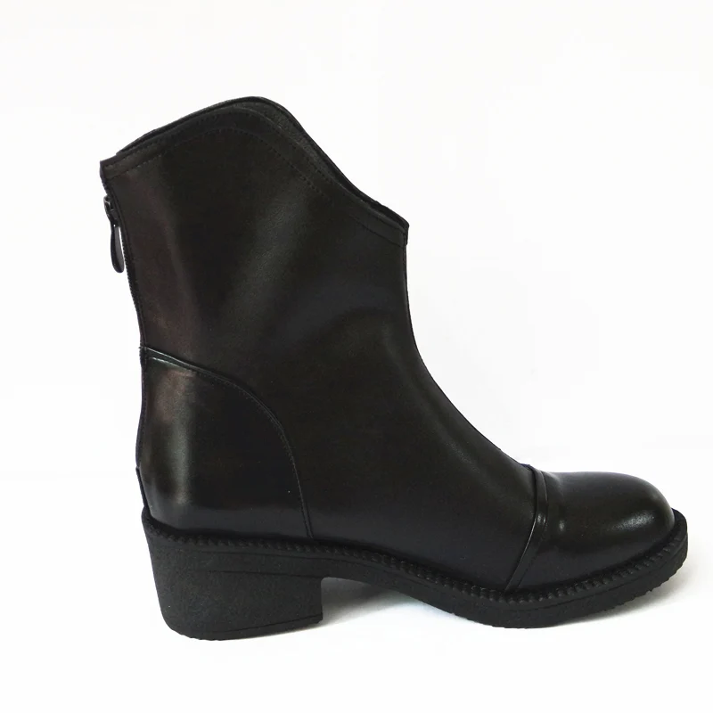 4 цвета Новая мягкая натуральная кожа на молнии женские низкие квадратный каблук