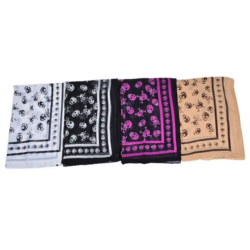 ISHINE шарф для Хэллоуина с черепом шифоновый марлевый маленький шелковый женские