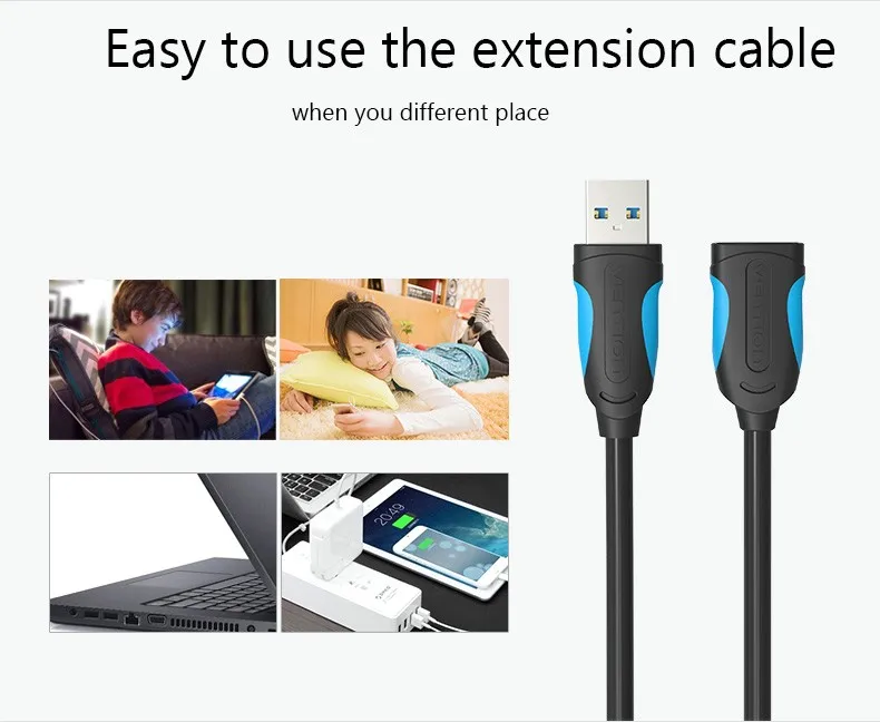 Vention высокое Скорость USB 3,0 Удлинительный Кабель USB 3,0 мужского и женского пола удлинитель Дата-кабель, шнур синхронизации адаптер