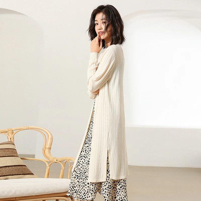 Женский тонкий кардиган Addonee Тонкий льняной свитер с длинными рукавами и V