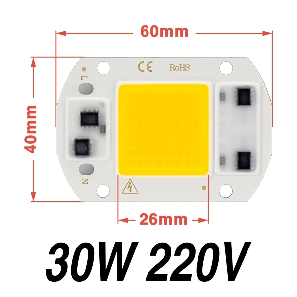 30W 220V Светодиодный фонарик чип 20 Вт 30 Вт 50 Вт умный IC 220 В IP65 ИС формирователя легко DIY для прожектора прожектор полный спектр светодиодный бисер - Испускаемый цвет: 30W 220V