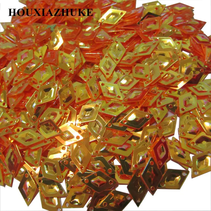 6*11 mm shining orange loose rhombus pvc sequin with hole 1200 pcs per lot for dress appliques decorations | Дом и сад
