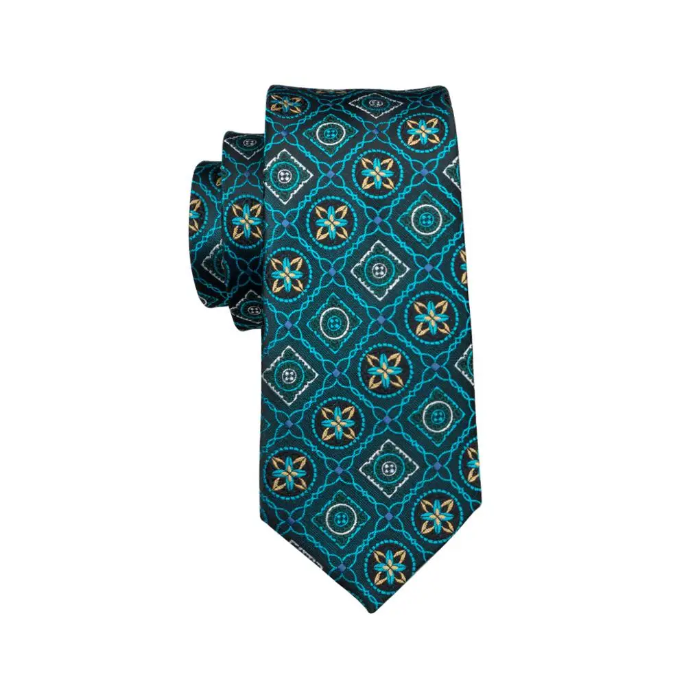 D-1711 Hi-Tie мужской галстук новинка галстук с принтом зеленый галстук Hanky запонки шелк 8,5 см жаккард Тканый для свадебных вечеринок