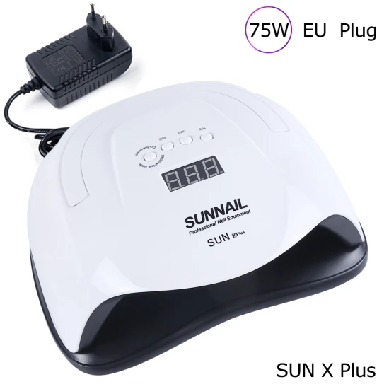 SUN XPlus EU Plug 75 Вт Сушилка для ногтей УФ светодиодная лампа набор таймер с функцией памяти отверждающая машина для всех типов гель ЖК-дисплей лак для ногтей маникюр TRSUN X2plus - Цвет: SUN XPlus EU Plug