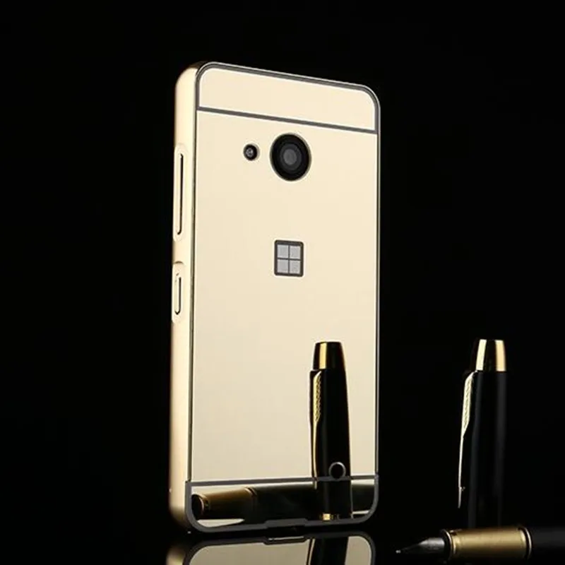 Для microsoft Lumia 550 чехол смешанный с алюминием бампер+ Зеркало акриловая задняя крышка чехлы для телефонов Nokia Lumia 550 чехол Hoesje