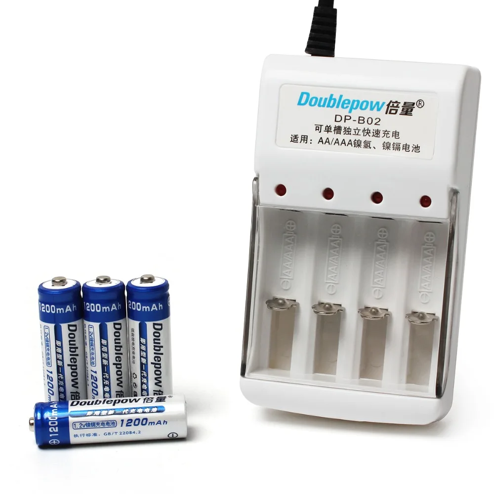 4 шт. Doublepow AA 1 2 V 1200 mAh аккумуляторная батарея + Независимые каналы быстрая