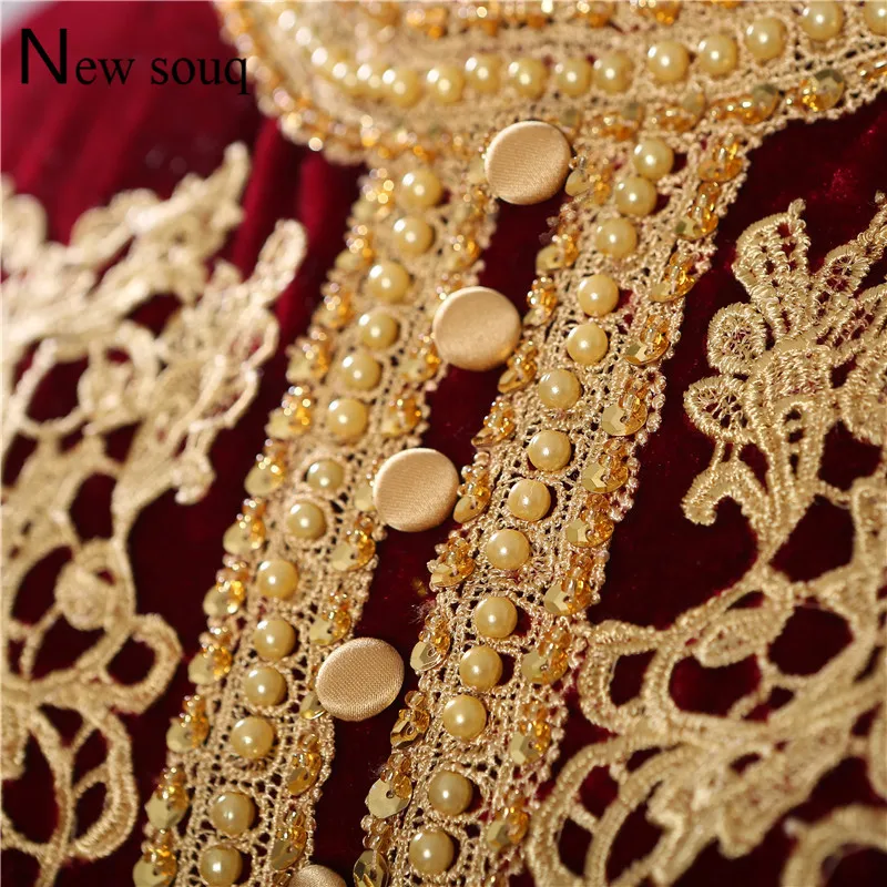 Вечерние платья в мусульманском и арабском стиле бордовые вечерние с золотой