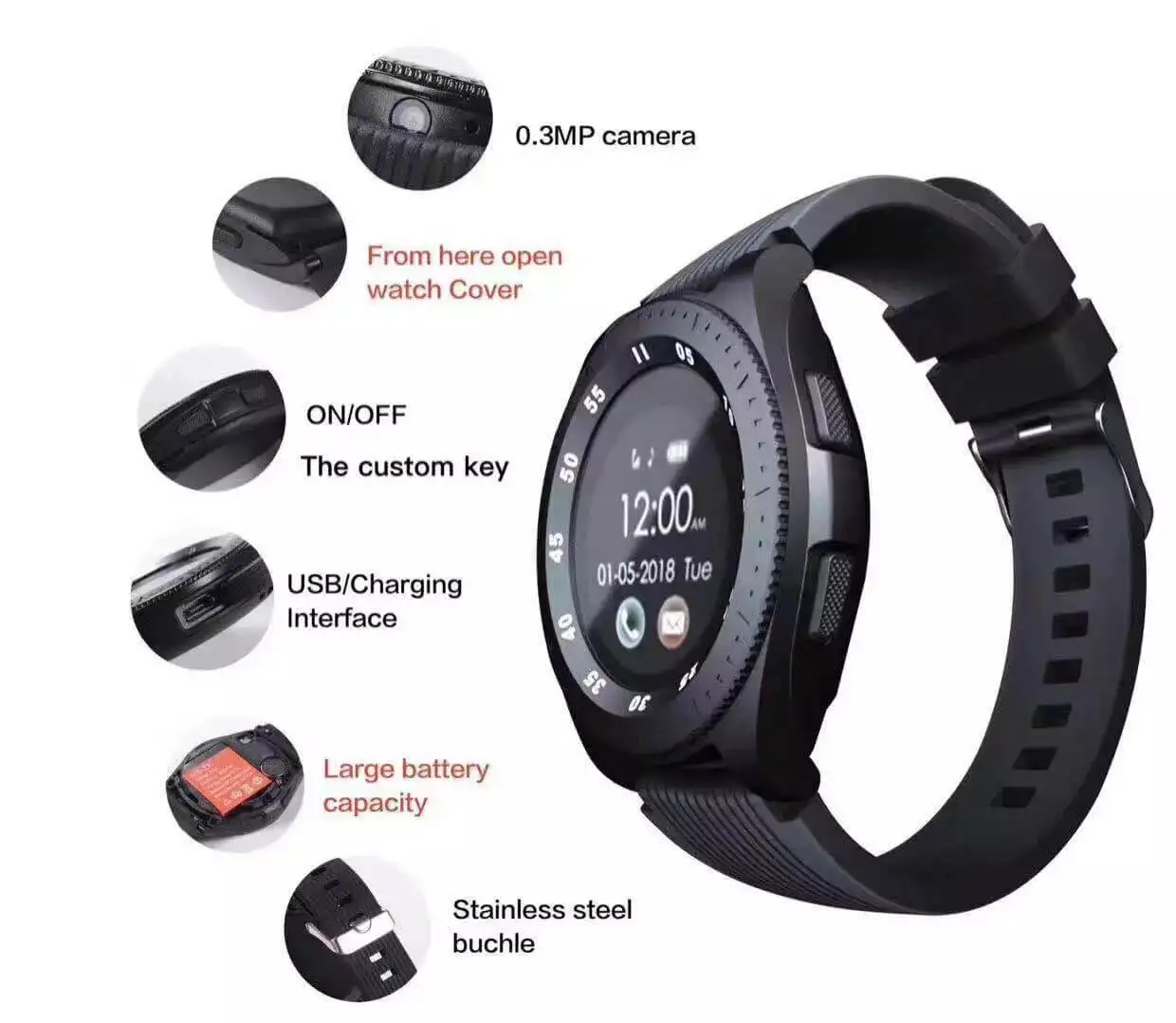 Z4 Smart Phone Watch Android SIM TF Card Dail Call Round Touch Screen Bluetooths 3.0 Watches Men Lady Fitness Health Smartwatch