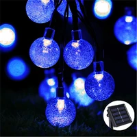 new 50 leds 10m solar lamp crystal ball led string lights waterproof fairy garland for outdoor garden xmas wedding blue