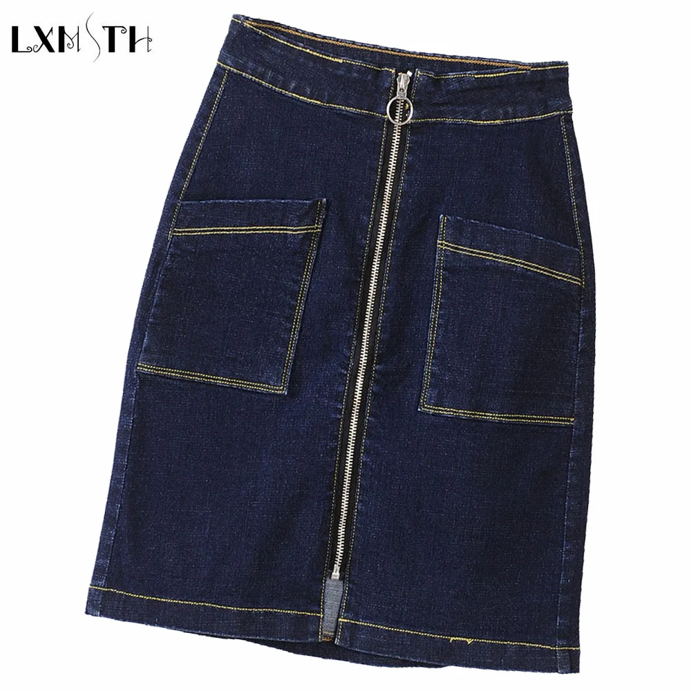 Женская джинсовая юбка карандаш LXMSTH 6XL 7XL 8XL повседневная Облегающая с высокой