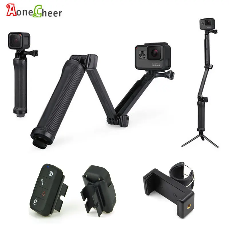 AoneCheer Gopro 3-way селфи палка ручной стабилизатор мини монопод удлинитель Gopro пульт дистанционного управления/зажим для телефона для SJCAM YI
