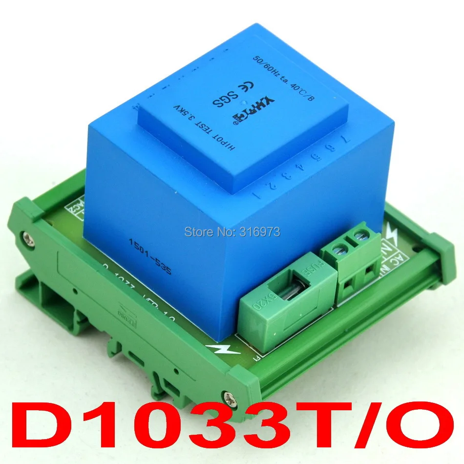 

P 230VAC, S 12VAC, 20VA DIN Rail Mount Power Transformer Module, D-1033T/O,AC12V