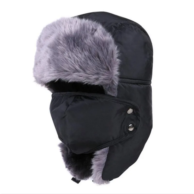 Шапка ушанка с капюшоном из искусственного меха|aviator cap|bomber hatear flap |
