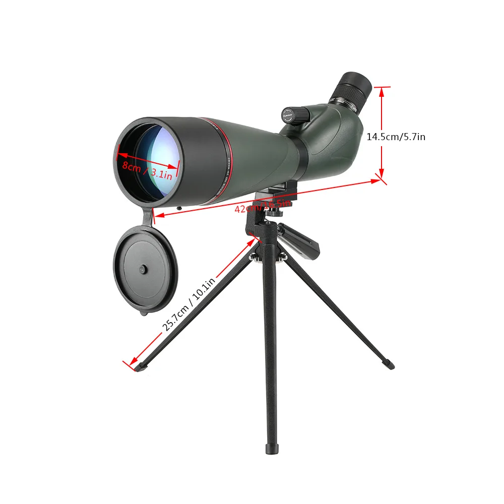 Eyeskey 20-60x80 угловой зрительный прицел BaK4 водонепроницаемый Fogproof портативный дорожный монокулярный телескоп с штативом чехол для переноски