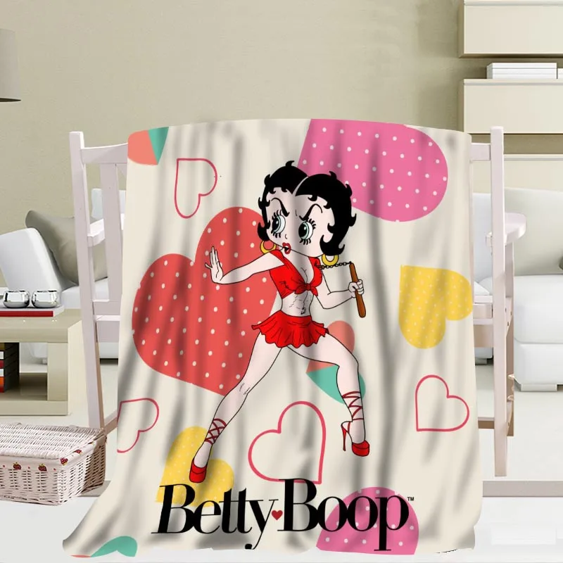 Мягкое одеяло с узорами Betty Boop 56x80 дюймов 50x60 40x50 дюймов|Одеяла| |