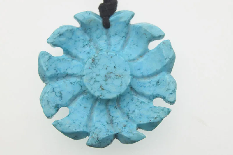 Кулон из бирюзового зеленого резного подсолнуха 18 дюймов 50 мм ожерелье с