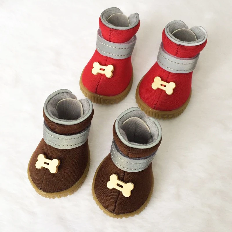 Нескользящая обувь для домашних животных зимние теплые ботинки щенков кошек