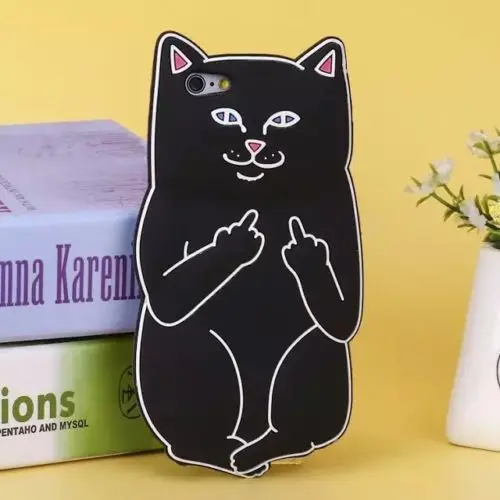 Мягкая силиконовая задняя крышка с 3D милыми мультяшными животными для iPhone 5, 5S, 5C, SE, 6, 6s, X, XR, Xs Max, 7, 8 Plus, чехлы для телефонов, Fundas, Coque - Цвет: Black Cat