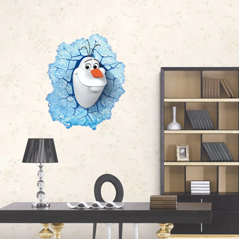 3D фильм мультфильм стены наклейки олаф на DIY ребенок обои арт дизайн украшение