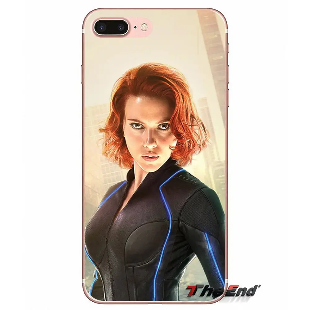 Знаменитый герой Черная Вдова аксессуары Чехлы для iPhone X 4 4S 5 5S 5C SE 6 6S 7 8 Plus Samsung Galaxy