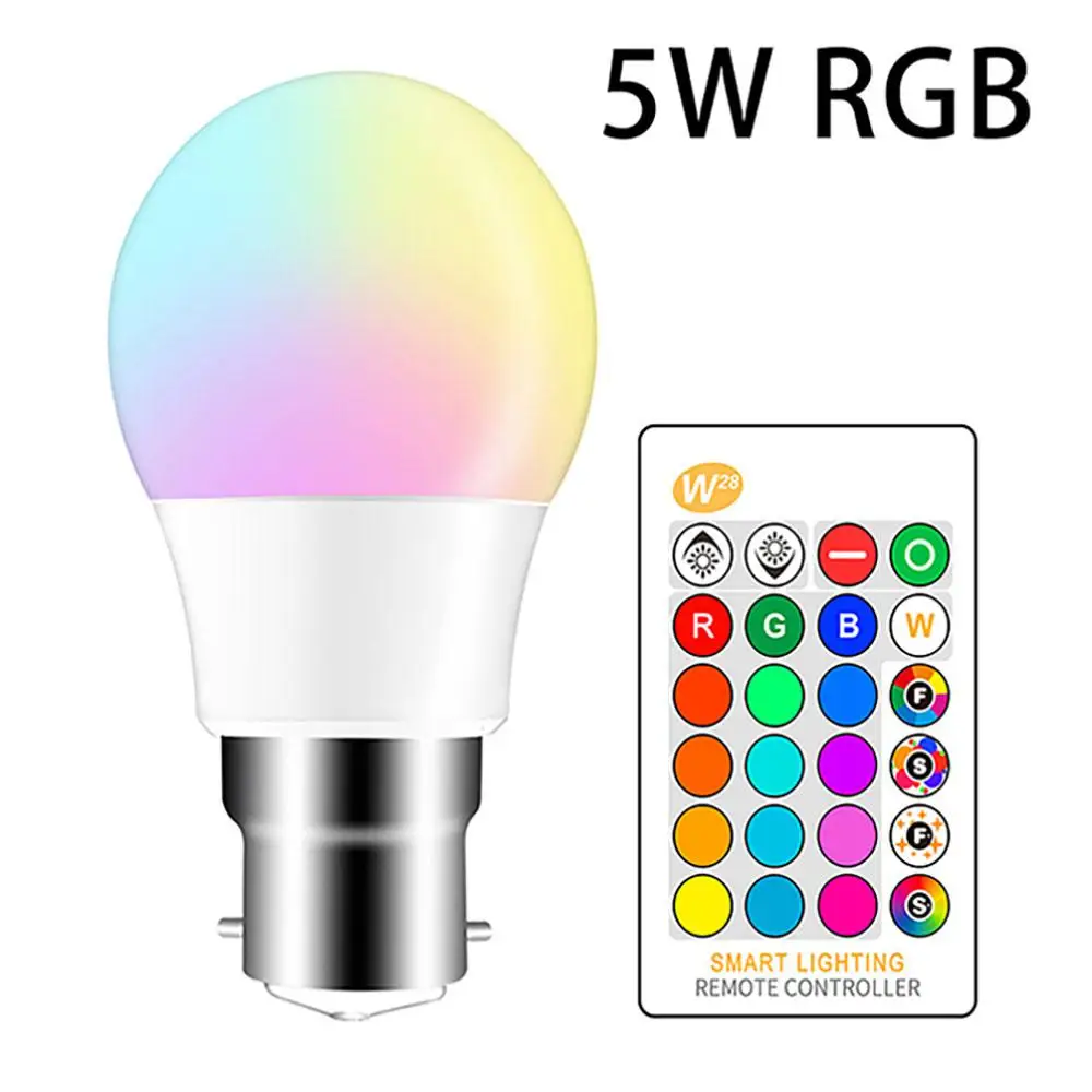 B22 E27 светодиодный лампы 5 Вт 10 Вт 15 Вт 16 Цвет Изменение RGB магический Светильник лампы 85-265V 120V 220V RGB светодиодный светильник Точечный светильник+ IR дистанционное управление - Испускаемый цвет: B22 5W RGB