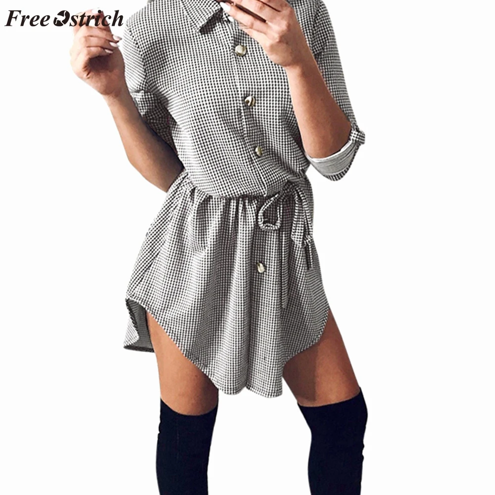 Женское платье мини повседневное комфортное с рукавом 3/4 на кнопках|Женские