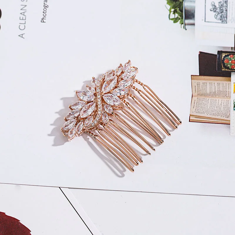SLBRIDAL высокое качество кольцо с фианитом свадебный гребень для волос свадебный CZ Тиара головной убор аксессуары для волос подружки невесты женская мода