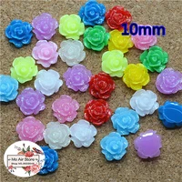 100pcs 10mm mixed color heart shiny flower resin flatback cabochon diy jewelryphone decoration no hole