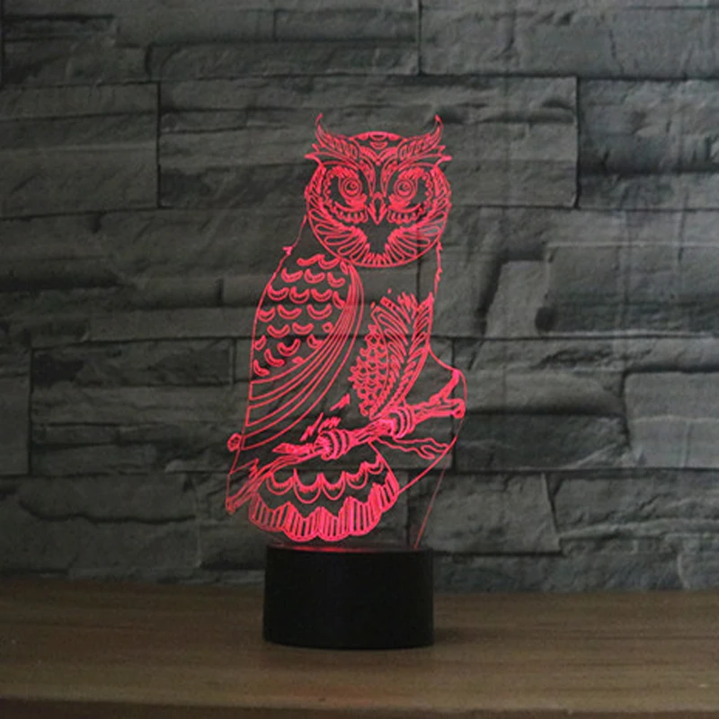 3D акриловый ночсветильник в виде совы визуальные светодиодные настольные лампы