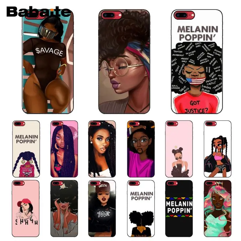 Мягкий чехол для телефона Babaite MELANIN POPPIN Black Girl1 на заказ iPhone 8 7 6 6S Plus 5 5S SE XR X XS