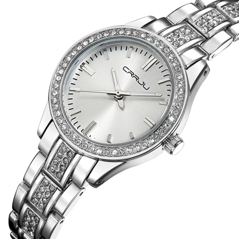 Женская Мода Кристалл Кварцевые часы Лучший Бренд с Японскими движения Luxury Brand