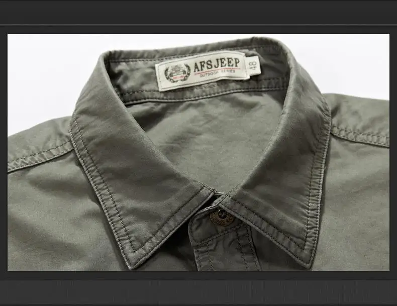 Afs Jeep Slim Fit размера плюс 5XL брендовые рубашки в стиле милитари с коротким рукавом и отложным воротником Летняя мужская рубашка однотонная Camisa Social хаки