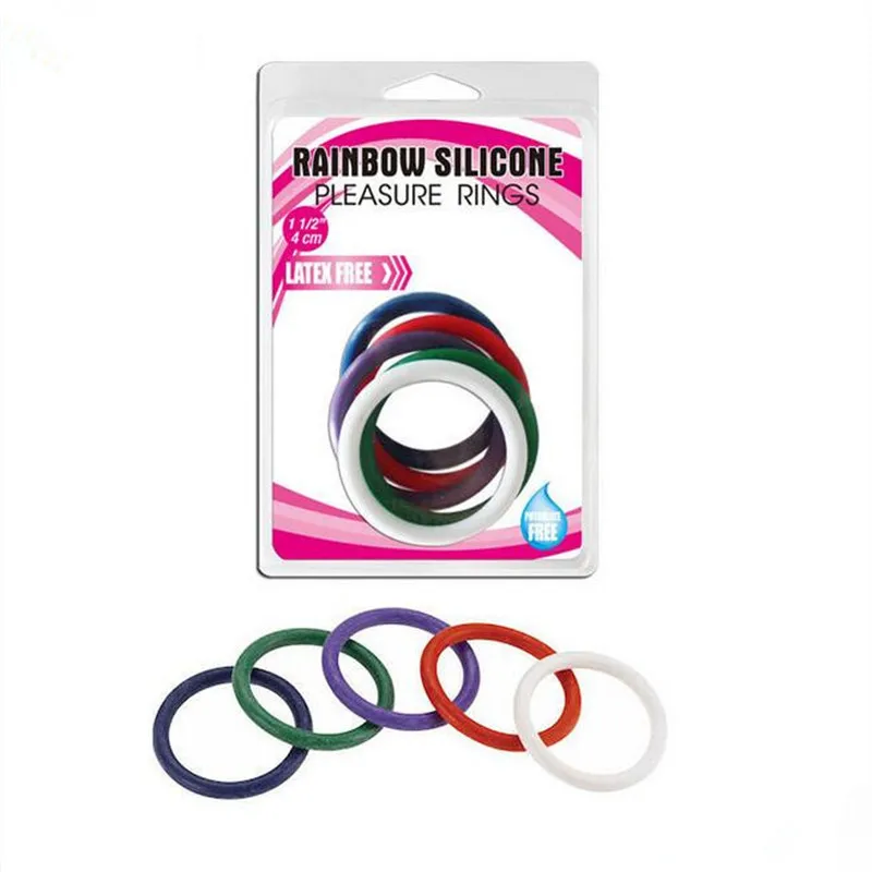Силиконовое эластичное кольцо на пенис для задержки клитора Радужное Мужская
