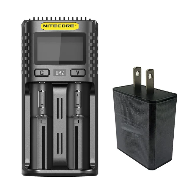 UM2 with US Plug Nitecore UM2 USB Двухслотовое QC зарядное устройство интеллектуальная схема глобальная страховка Li-Ion AA 18650 20700 26500 26650 зарядное устройство - Цвет: UM2 with US Plug