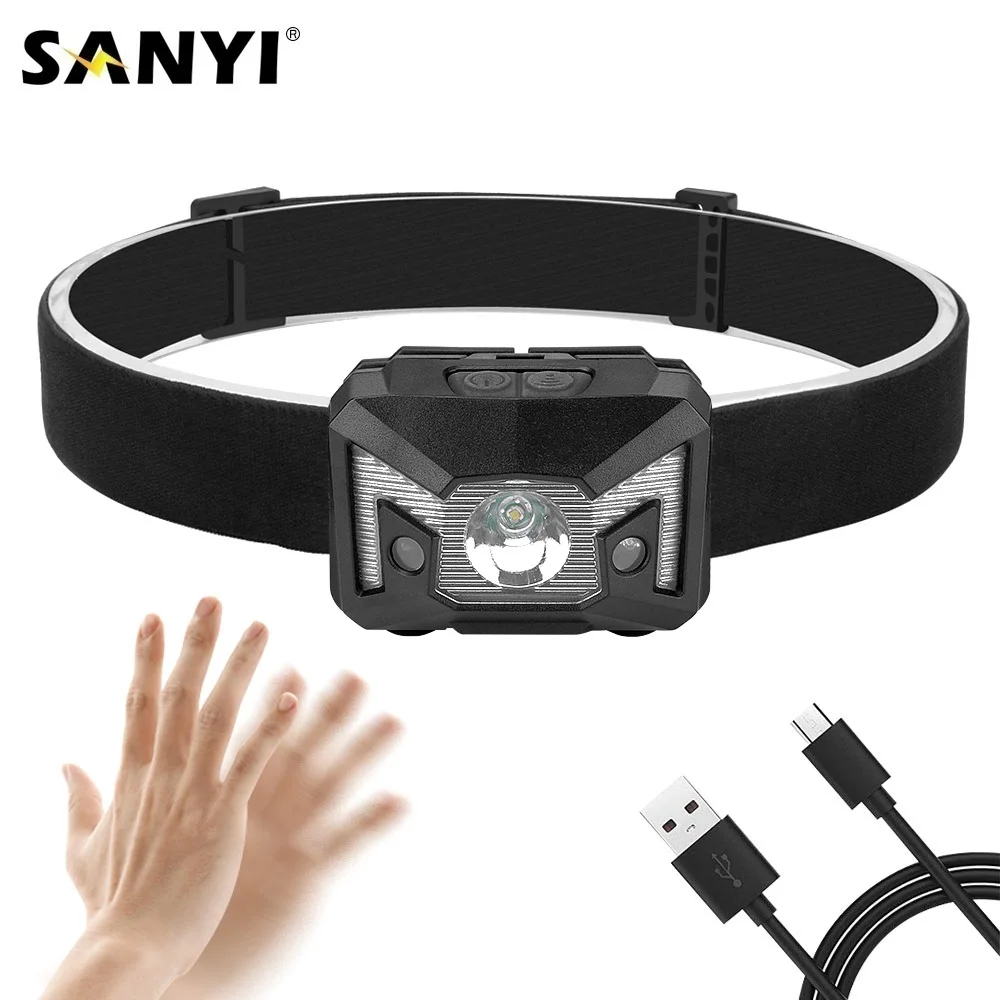 Светодиодный налобный фонарь с 5 режимами белого и красного цветов головки