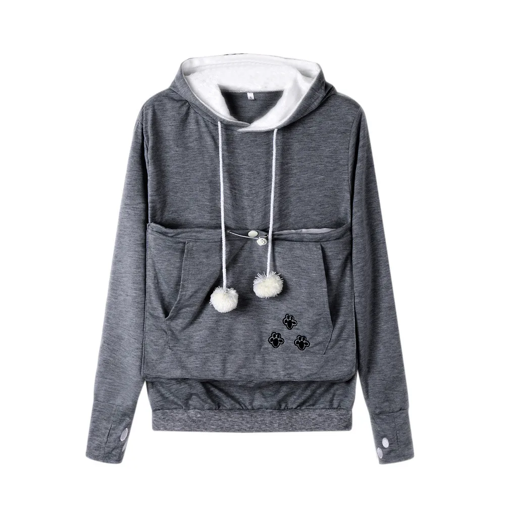 Dark Gray Толстовка худи с кошкой для домашних животных Повседневная унисекс толстовка с капюшоном и карманом кенгуру толстовка с капюшоном кенгуру D-Gray cat Повседневная Толстовка с капюшоном свитшоты - Цвет: Dark Gray
