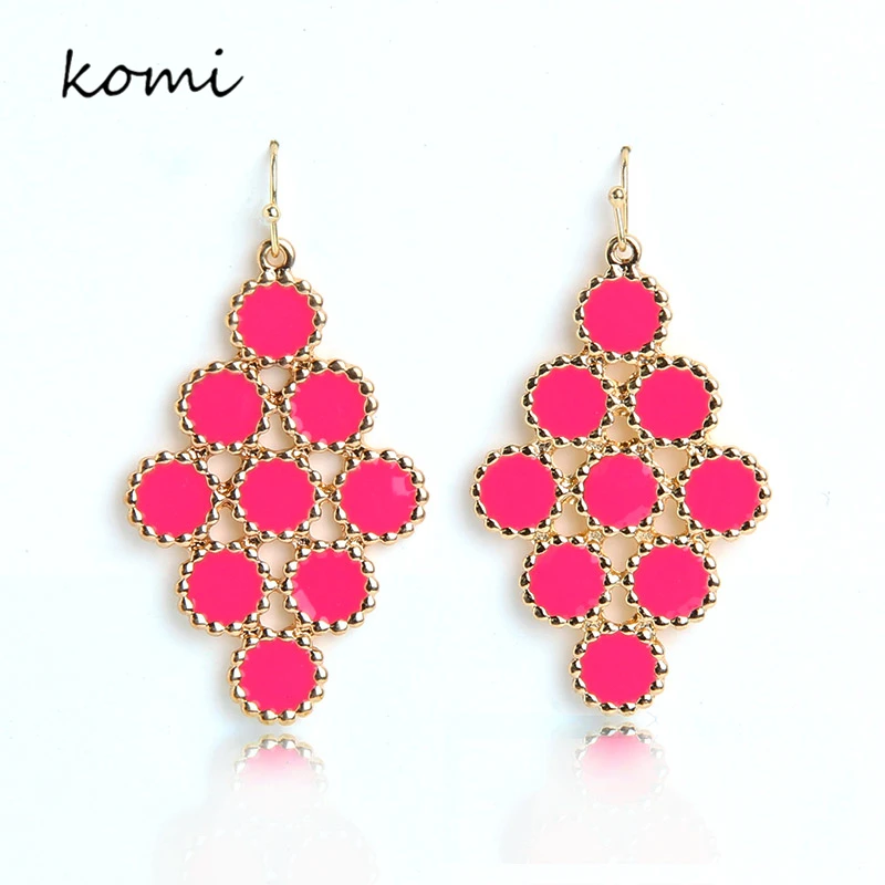 Коми модные розовые Висячие серьги для женщин винтажные цветы золотого цвета