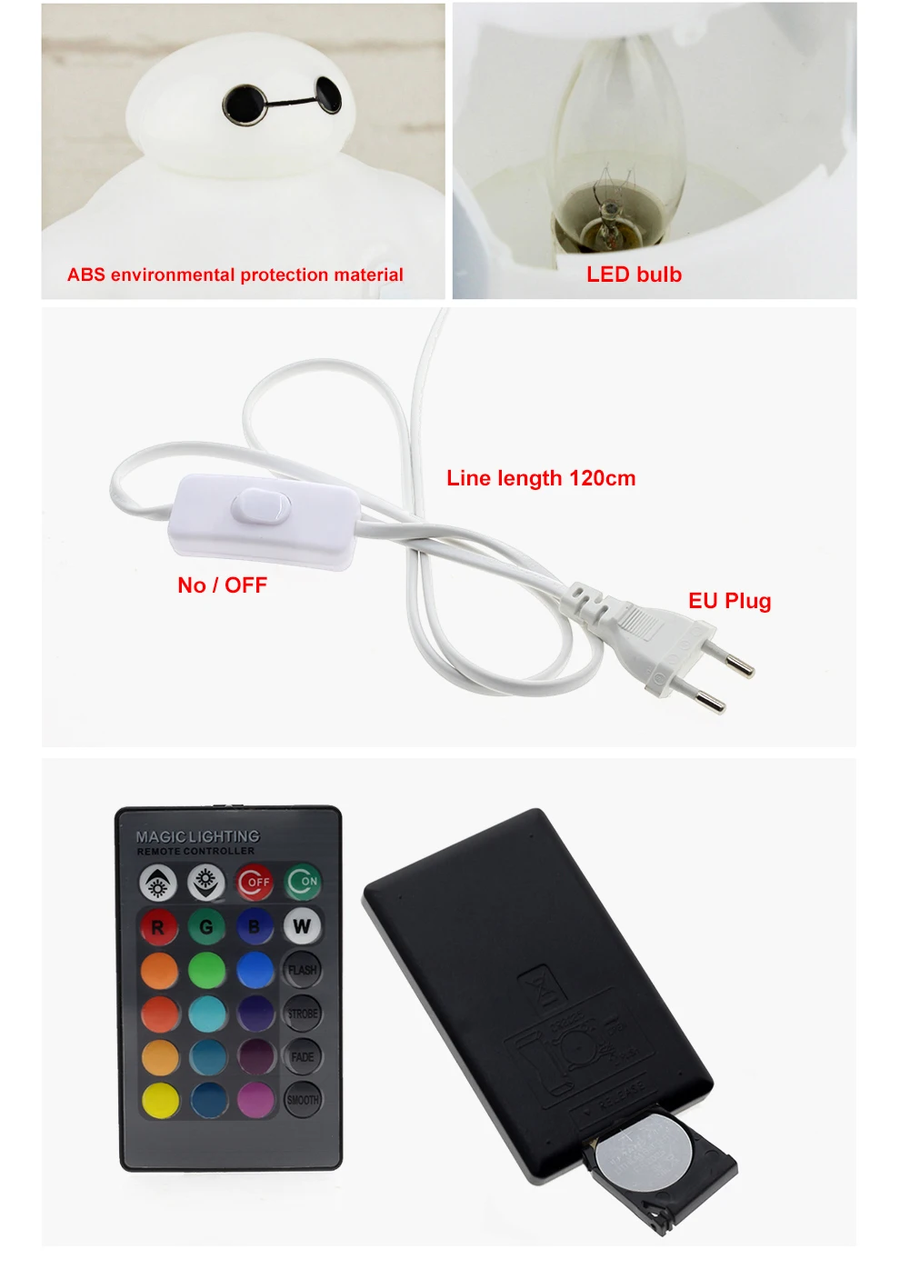 Большой Герой 6 светодиодный ночник BayMax лампы AC220V RGB/теплый белый детский подарок Спальня украшения дома Новинка освещение