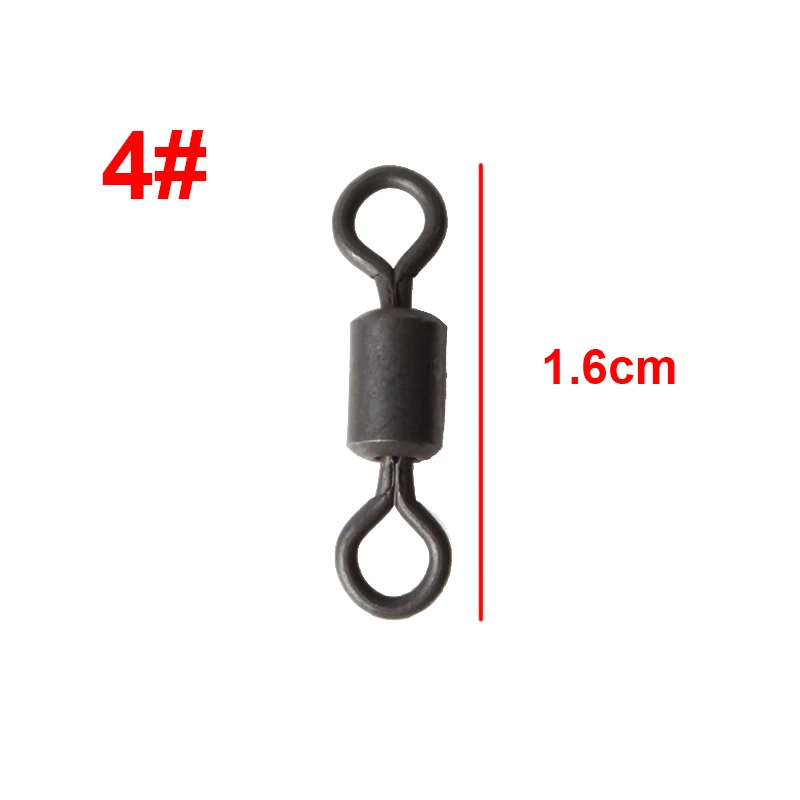 Rolling Swivel 4 100 шт. матовые черные Вертлюги для ловли карпа, Длинные Вертлюги, Быстросменные Вертлюги с кольцом и разъемом для ловли карпа, аксессуары для ловли карпа - Цвет: Rolling Swivel 4