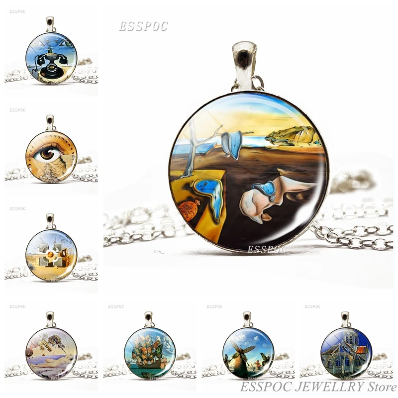 Сальвадор Дали ожерелье с рисунком стеклянный кабошон ювелирные изделия кулон